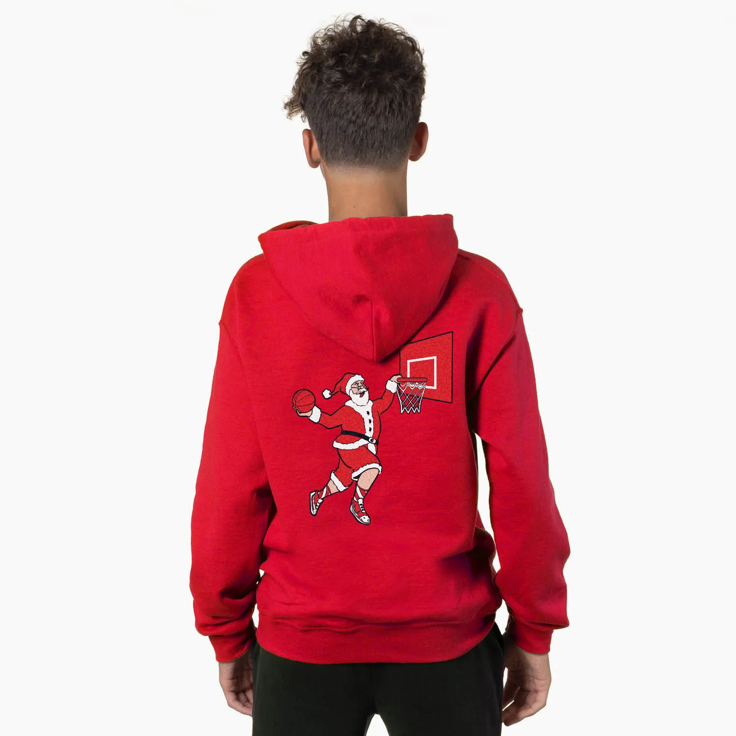 Basketball Hooded Sweatshirt - Slam Dunk Santa (Back Design) 